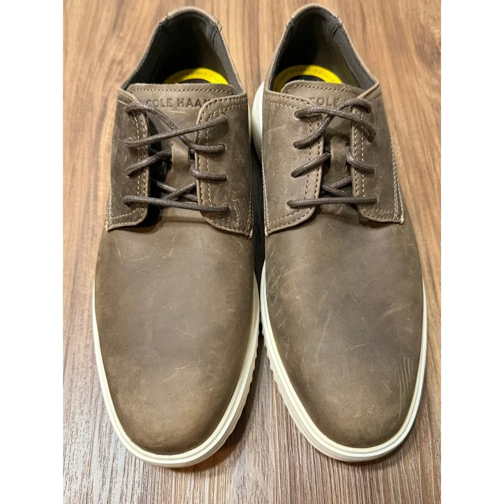 Cole Haan Grand+ Mens Brown Leather Oxford Plain Toe Dress Shoes (C30185) Sz 9.5